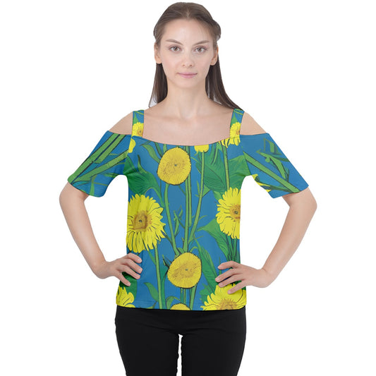 Sunflower Cutout Shoulder Tee