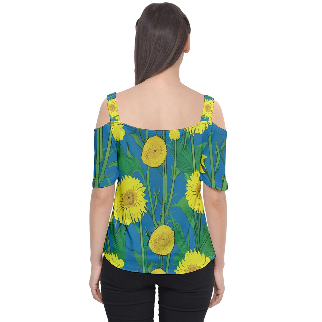 Sunflower Cutout Shoulder Tee