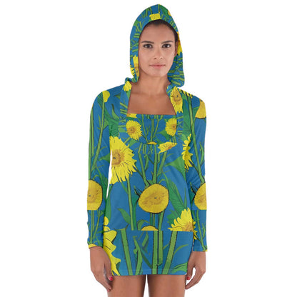 Sunflower Long Sleeve Hooded T-shirt