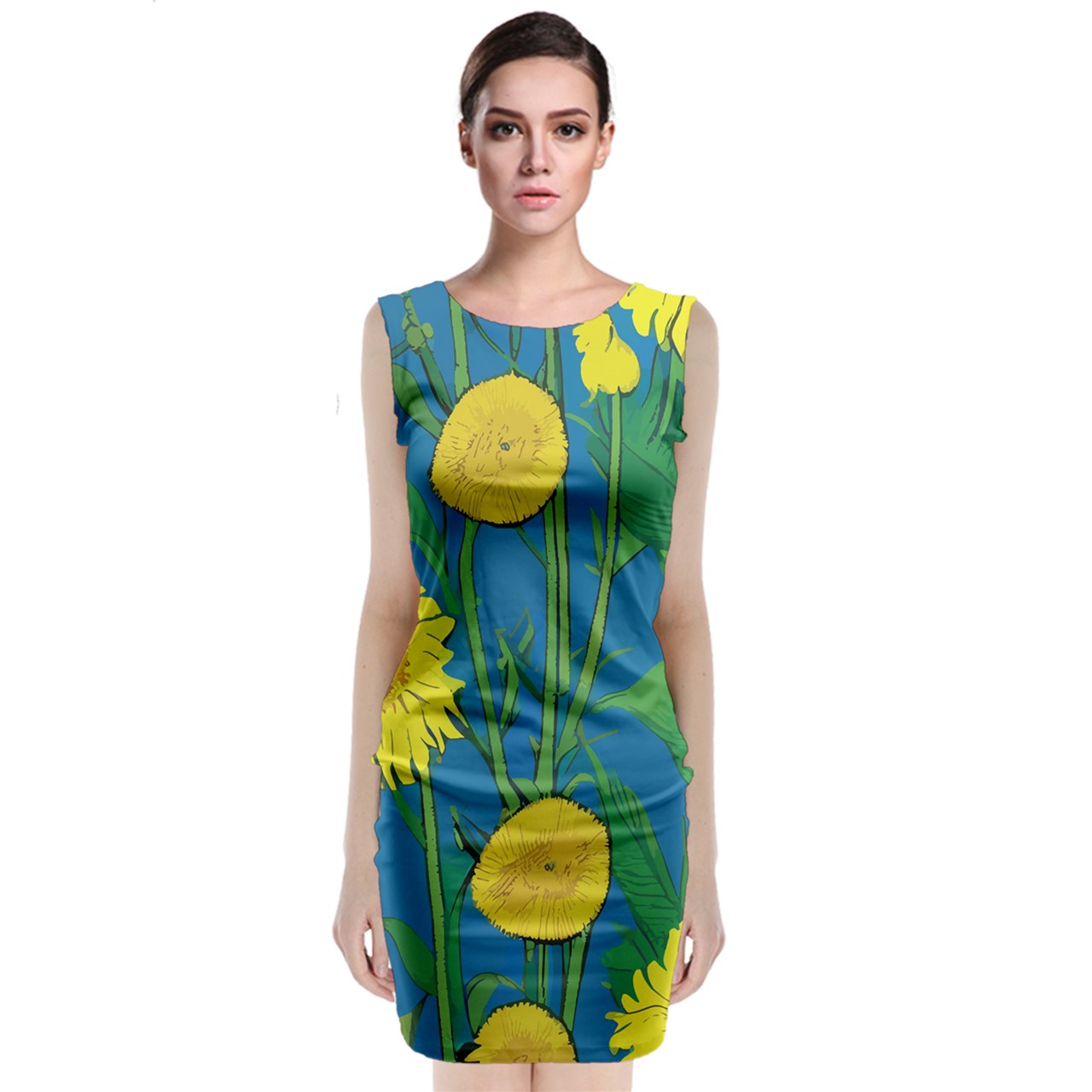 Sunflower Sleeveless Velvet Midi Dress