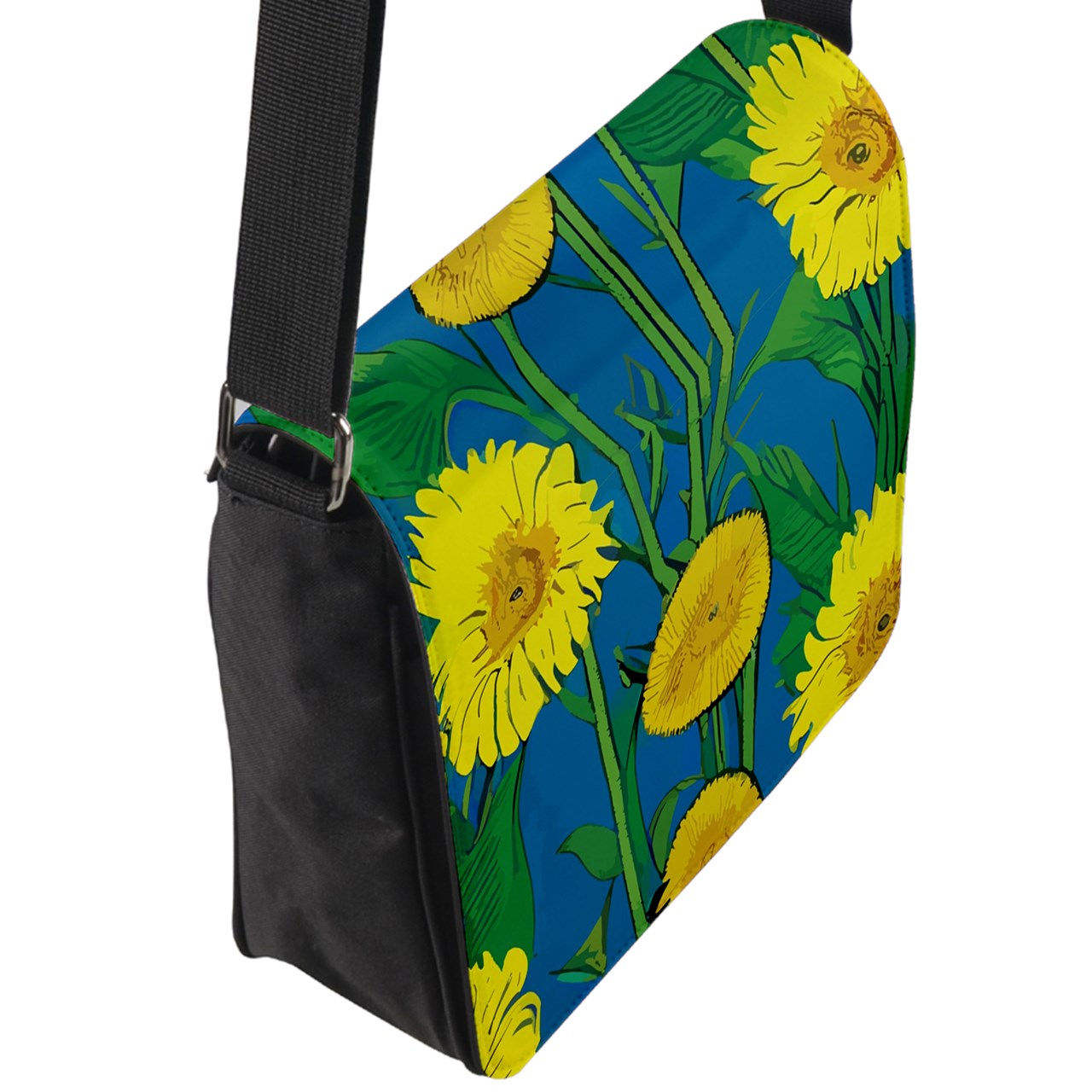 Sunflower Flap Closure Messenger Bag (L)