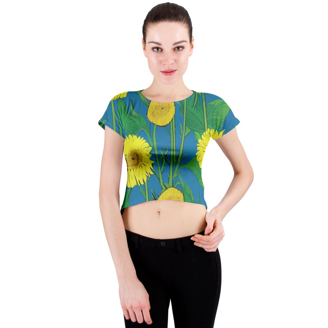 Sunflower Crew Neck Crop Top