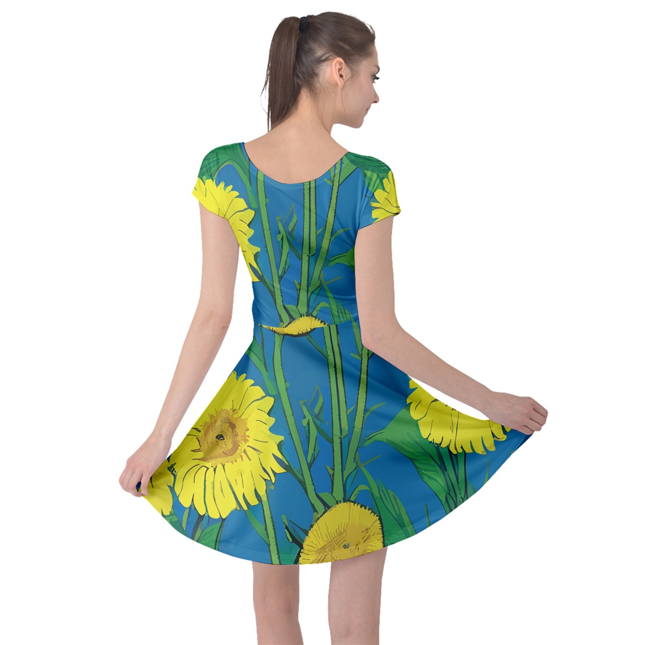 Sunflower Cap Sleeve Dress