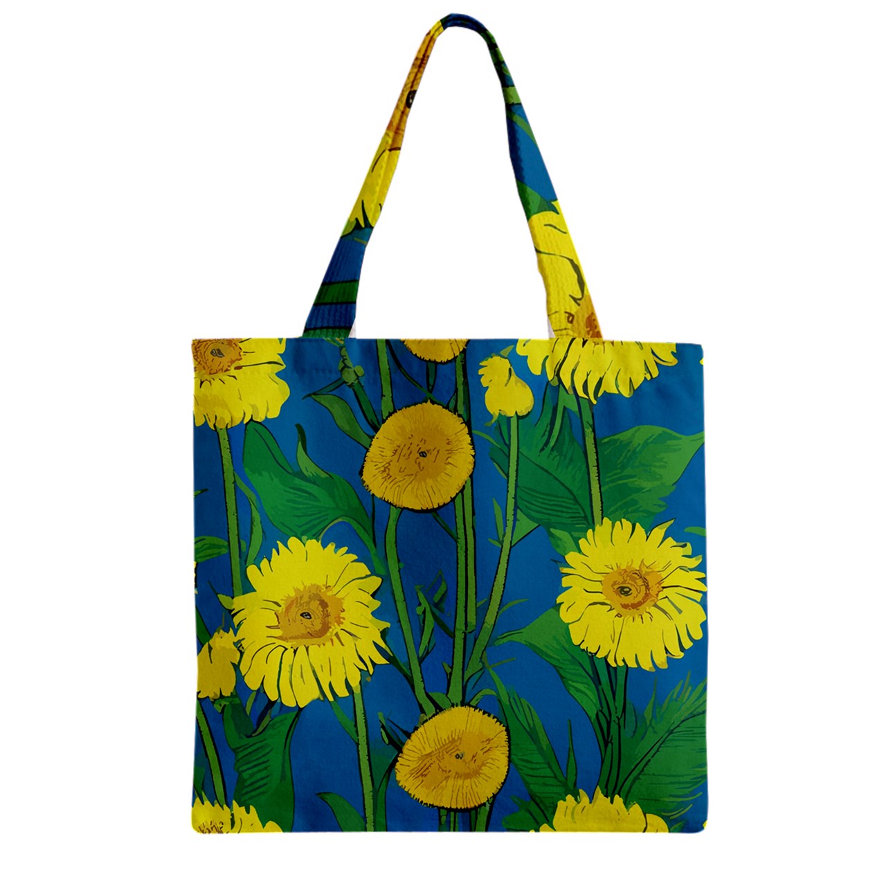 Sunflower Zipper Grocery Tote Bag