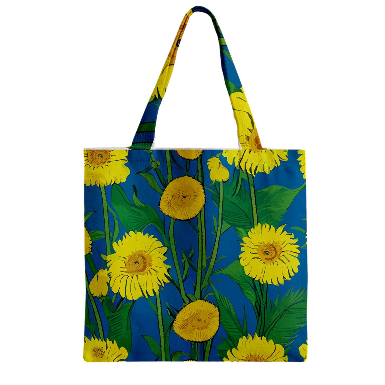 Sunflower Zipper Grocery Tote Bag