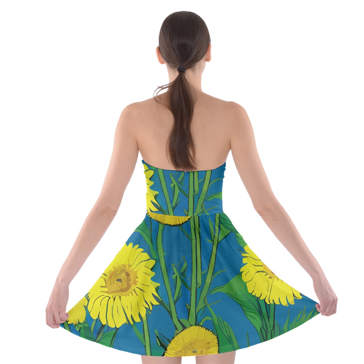 Sunflower Strapless Bra Top Dress