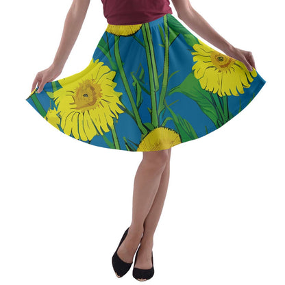 Luxtrini Sunflower A-line Skater Skirt