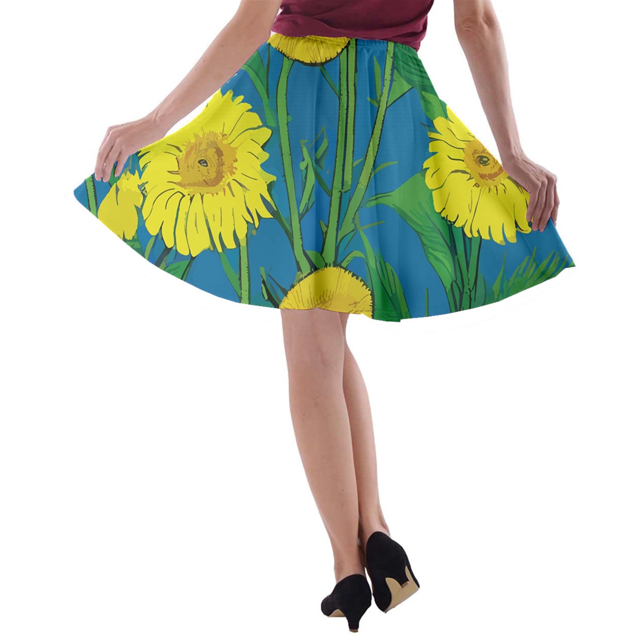 Luxtrini Sunflower A-line Skater Skirt