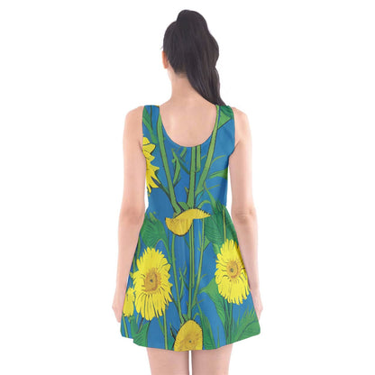 Sunflower Scoop Neck Skater Dress