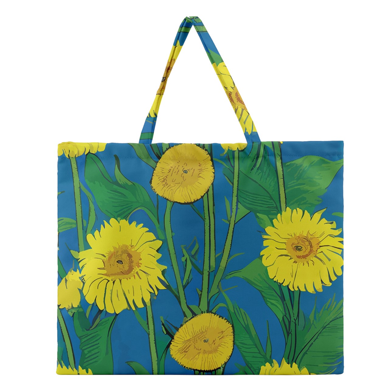 Sunflower Zipper Large Tote Bag