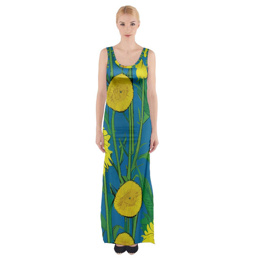 Sunflower Thigh Split Maxi Dress