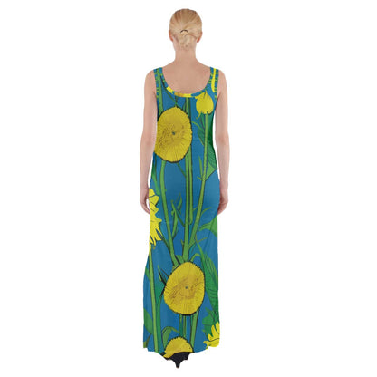 Sunflower Thigh Split Maxi Dress