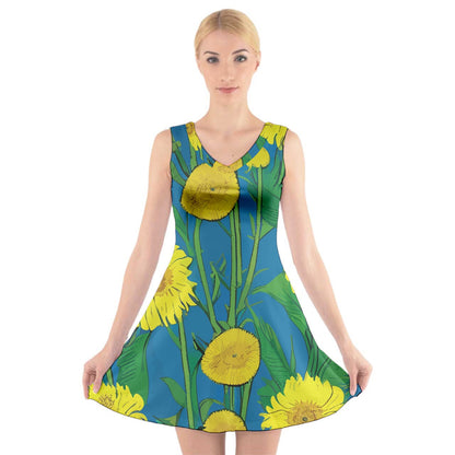 Sunflower V-Neck Sleeveless Dress