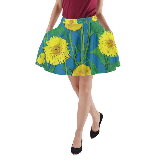 Luxtrini Sunflower A-Line Pocket Skirt