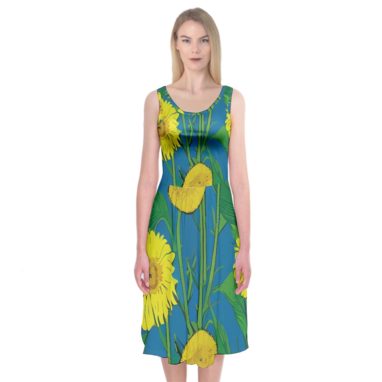 Sunflower Midi Sleeveless Dress