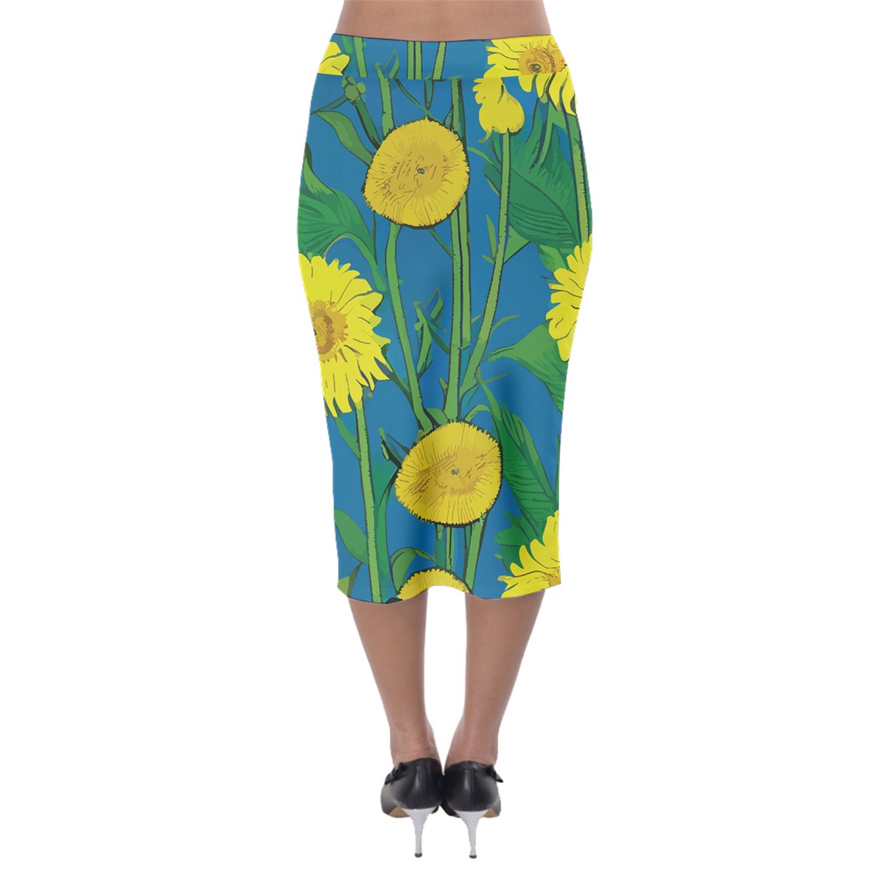 Sunflower Midi Pencil Skirt