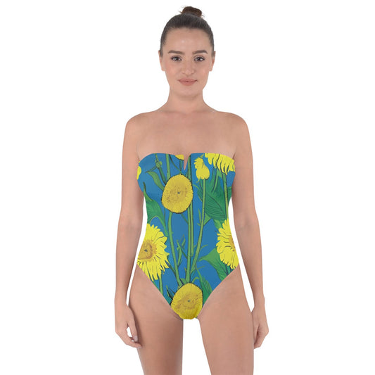 Sunflower Tie Back One Piece Swimsuit