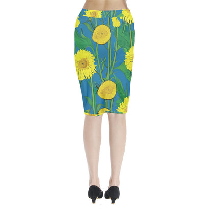 Sunflower Midi Wrap Pencil Skirt