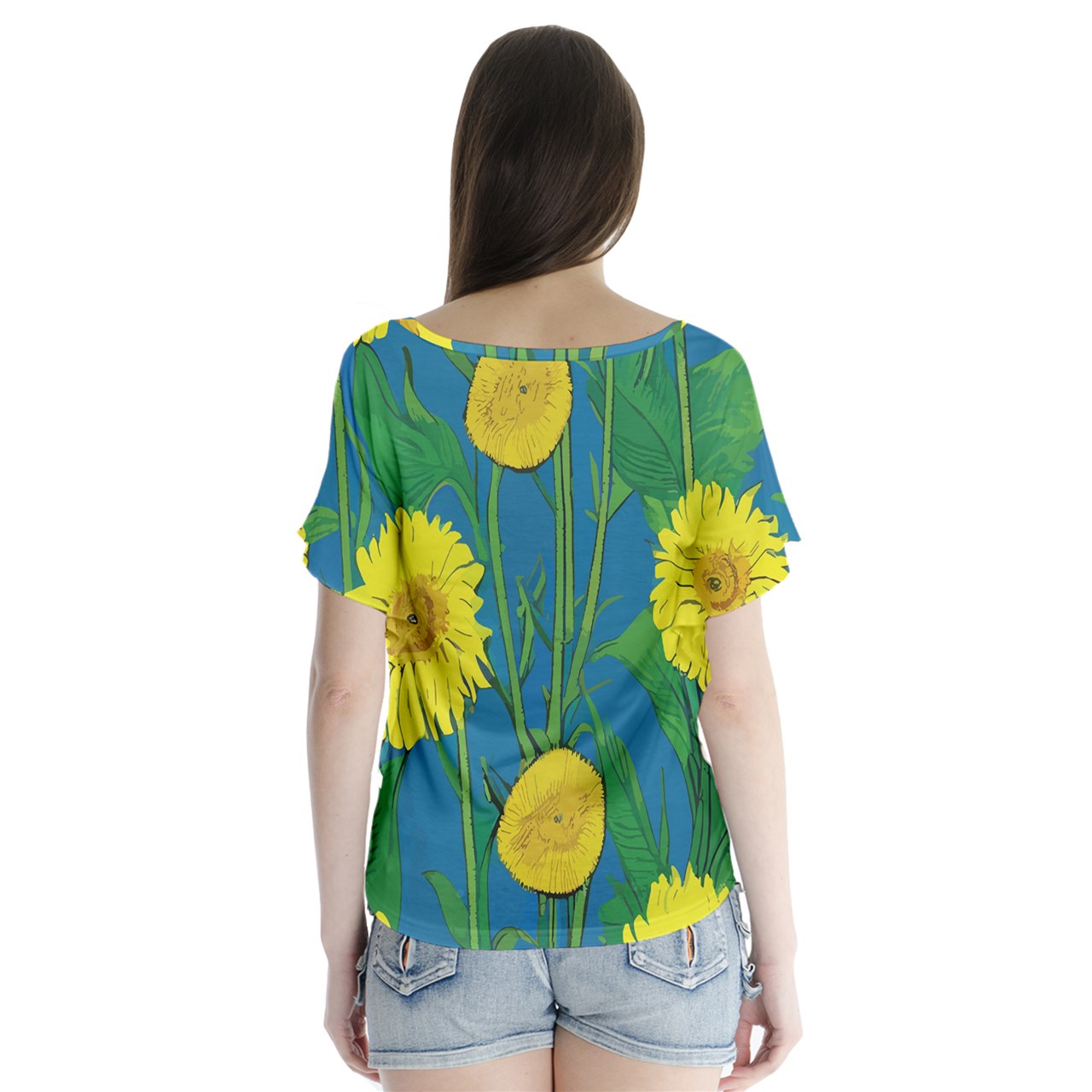 Sunflower V-Neck Flutter Sleeve Top