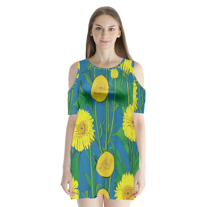 Sunflower Shoulder Cutout Velvet One Piece