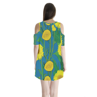 Sunflower Shoulder Cutout Velvet One Piece