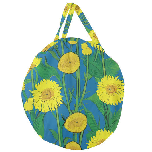 Sunflower Giant Round Zipper Tote