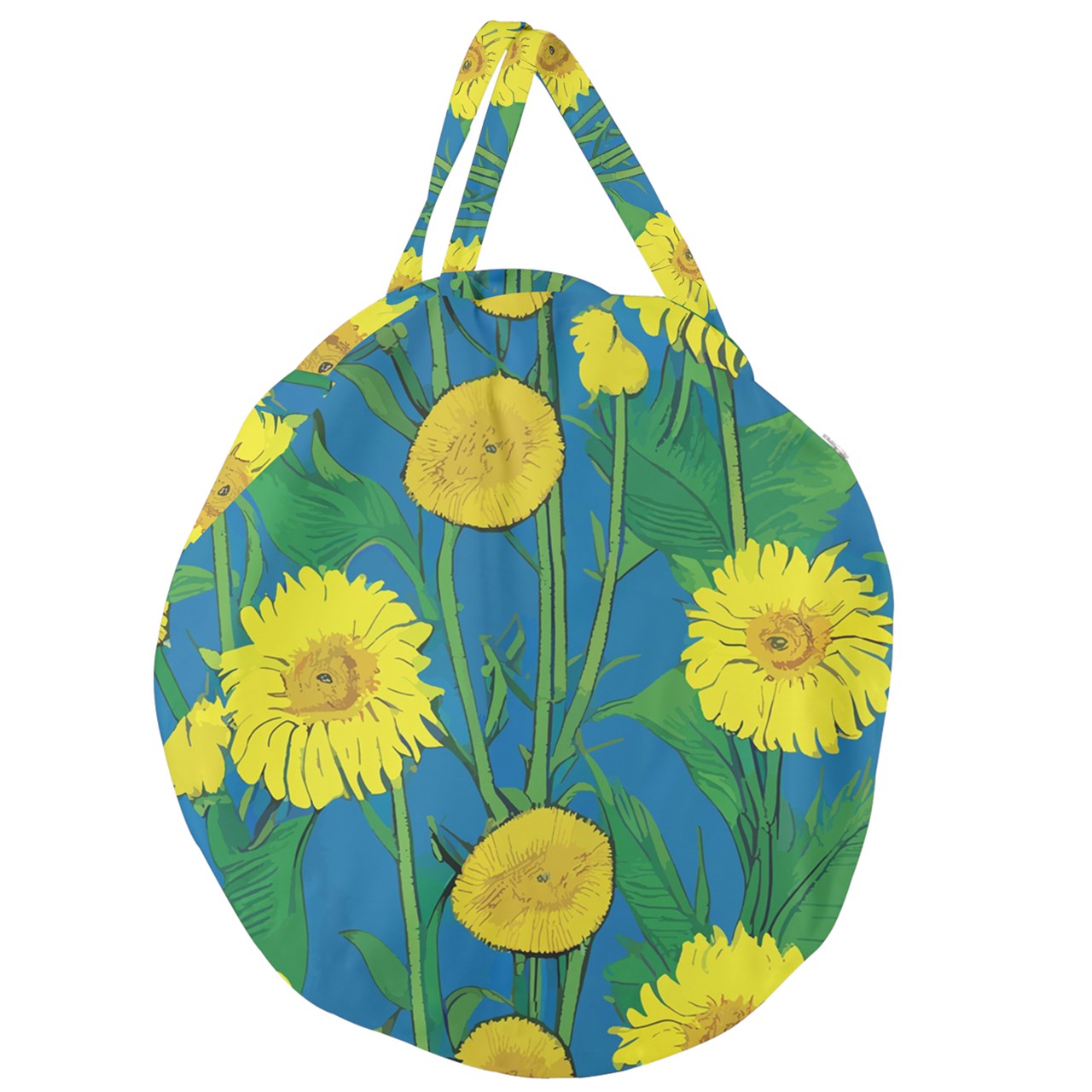 Sunflower Giant Round Zipper Tote