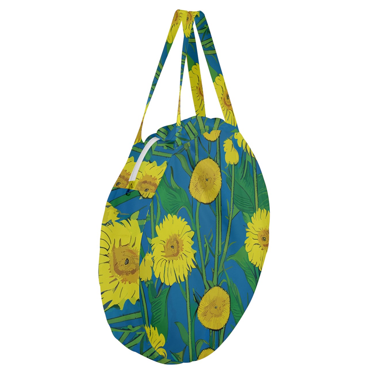 Sunflower Giant Round Zipper Tote