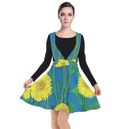 Sunflower Plunge Pinafore Dress