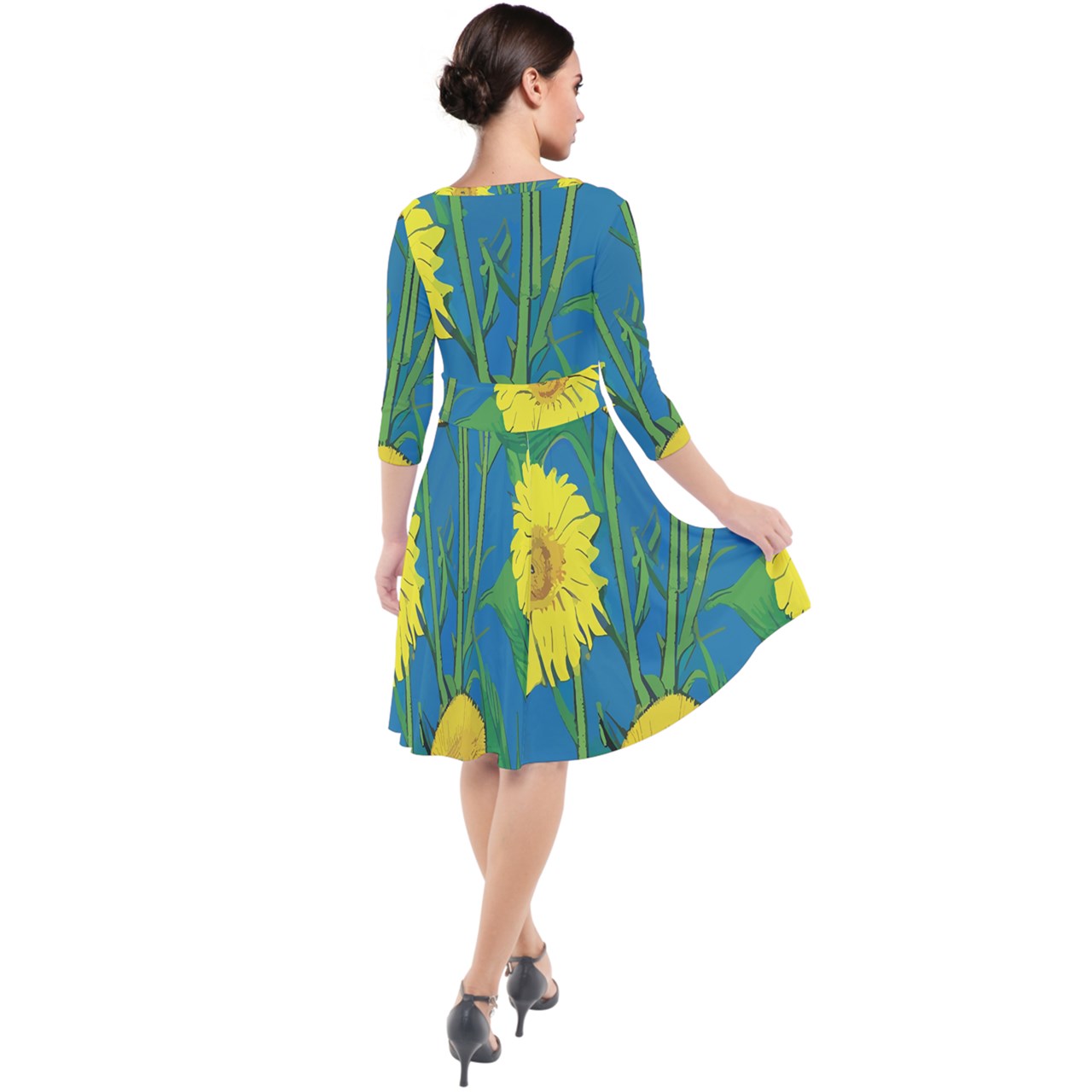 Sunflower Quarter Sleeve Waist Band Dress