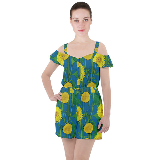 Sunflower Ruffle Cut Out Chiffon Playsuit