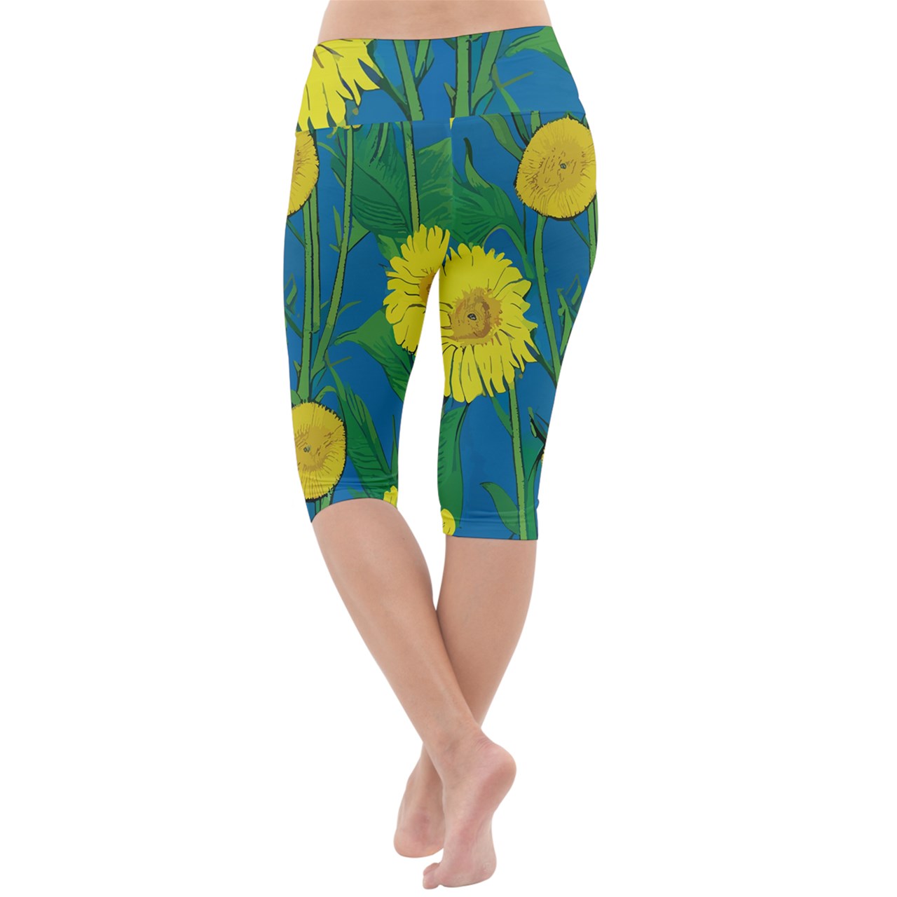 Sunflower Lightweight Velour Cropped Yoga Leggings