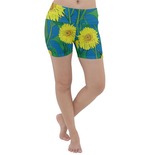 Sunflower Lightweight Velour Yoga Shorts