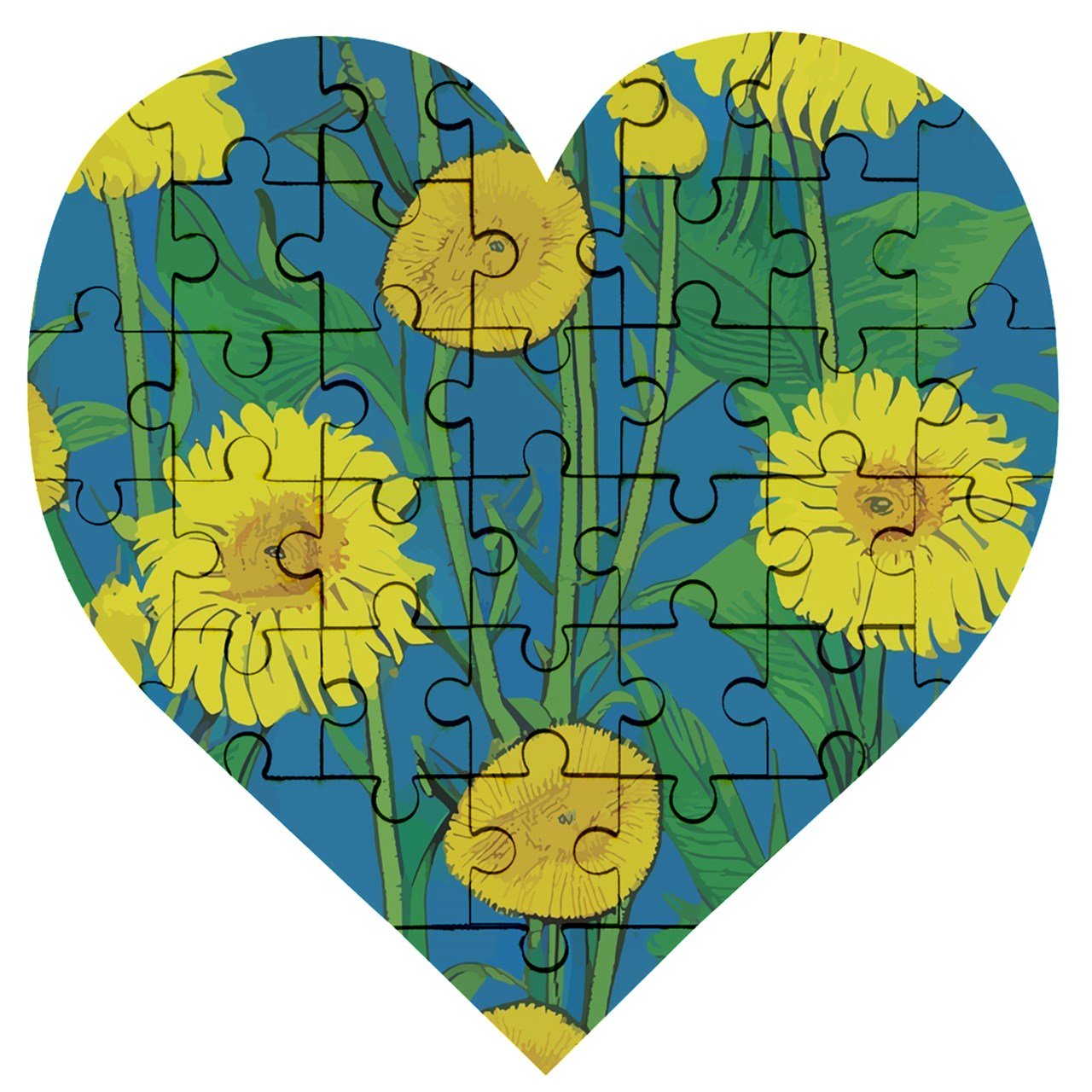 Sunflower Wooden Puzzle Heart