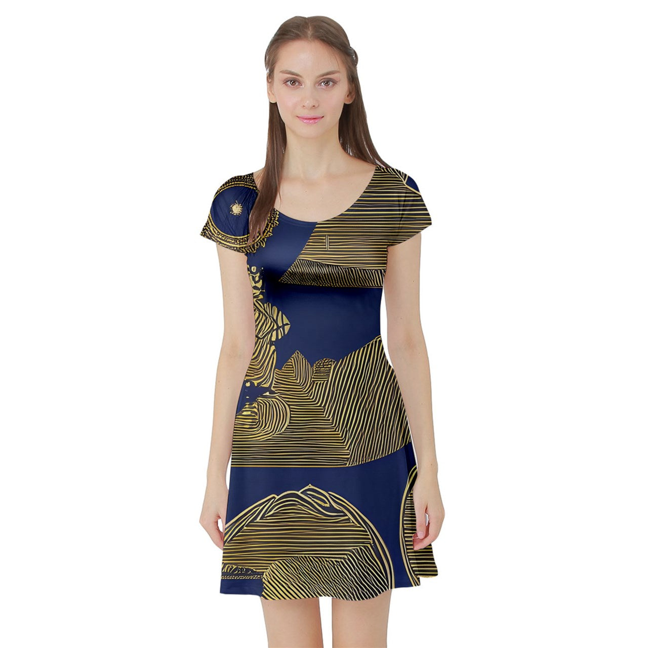 African | Ethnic | Short Sleeve Skater Dress