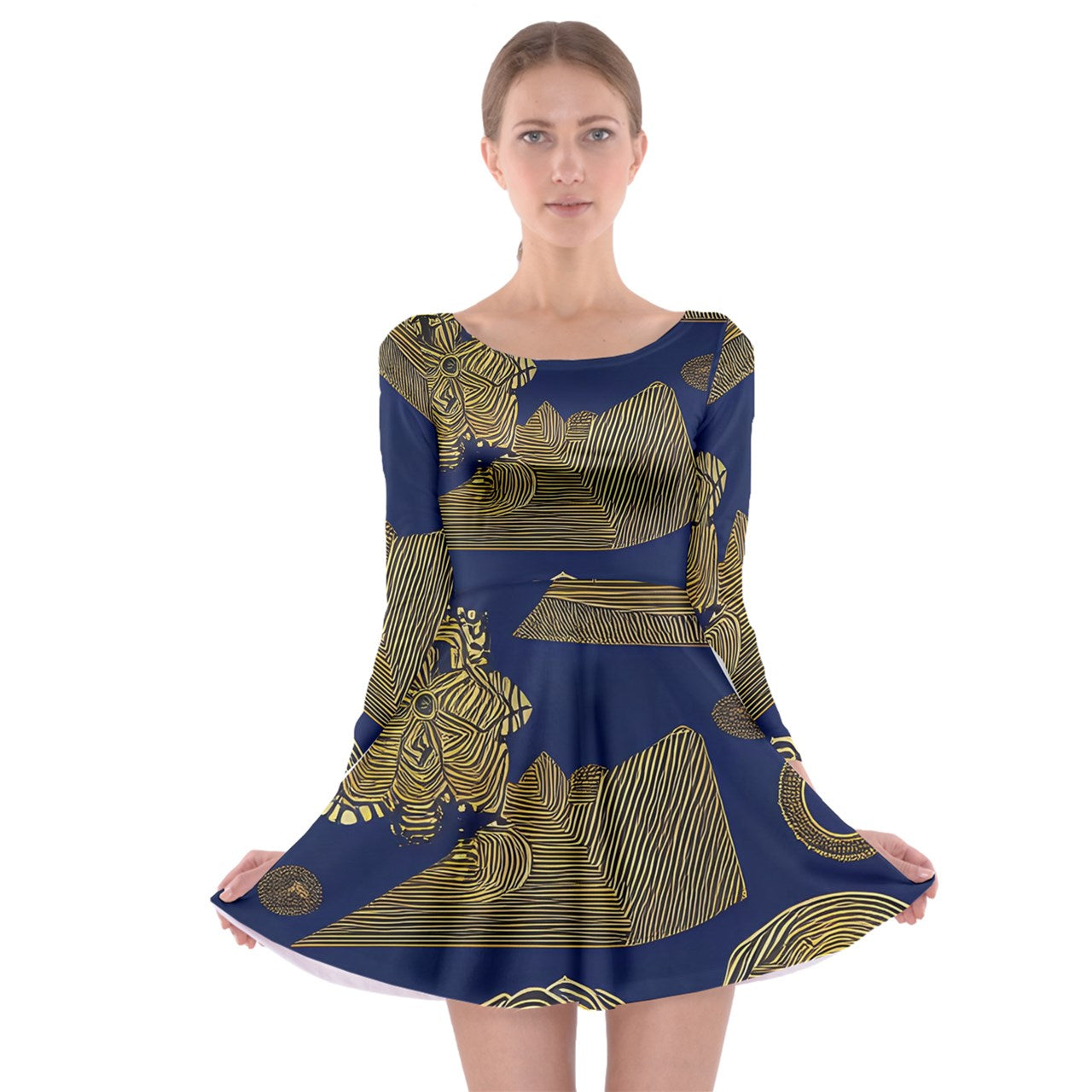 African | Ethnic |  Long Sleeve Skater Dress