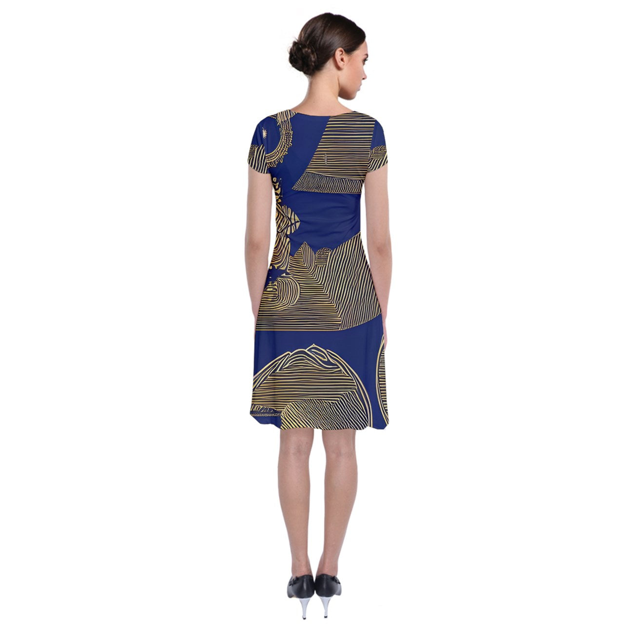 African | Ethnic | Short Sleeve Front Wrap Dress