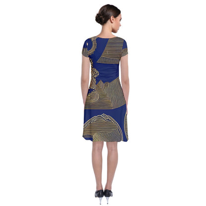 African | Ethnic | Short Sleeve Front Wrap Dress