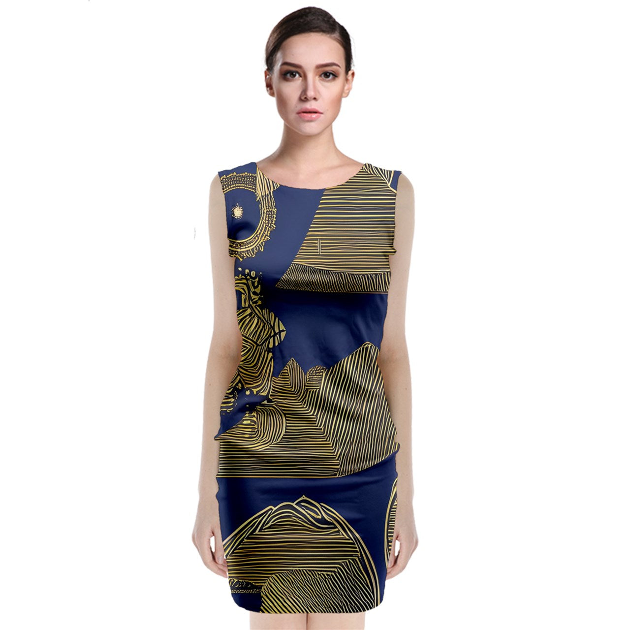 African | Ethnic | Sleeveless Velvet Midi Dress