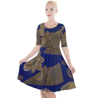 African | Ethnic  Quarter Sleeve A-Line Dress