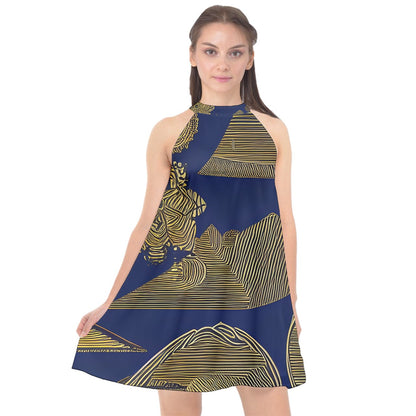 African | Ethnic  Halter Neckline Chiffon Dress