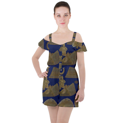 African | Ethnic | Ruffle Cut Out Chiffon Playsuit