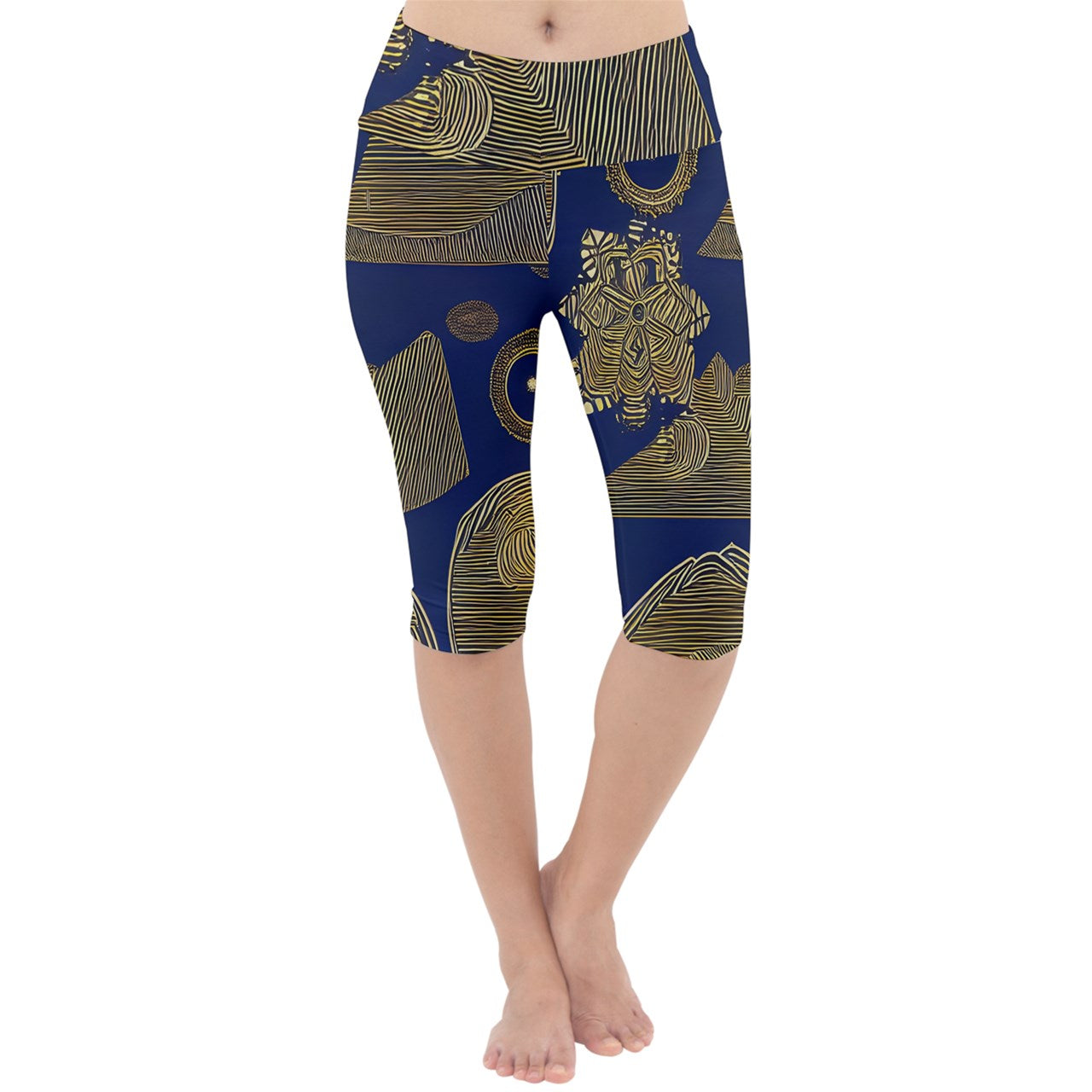 African | Ethnic  Lightweight Velour Cropped Yoga Leggings