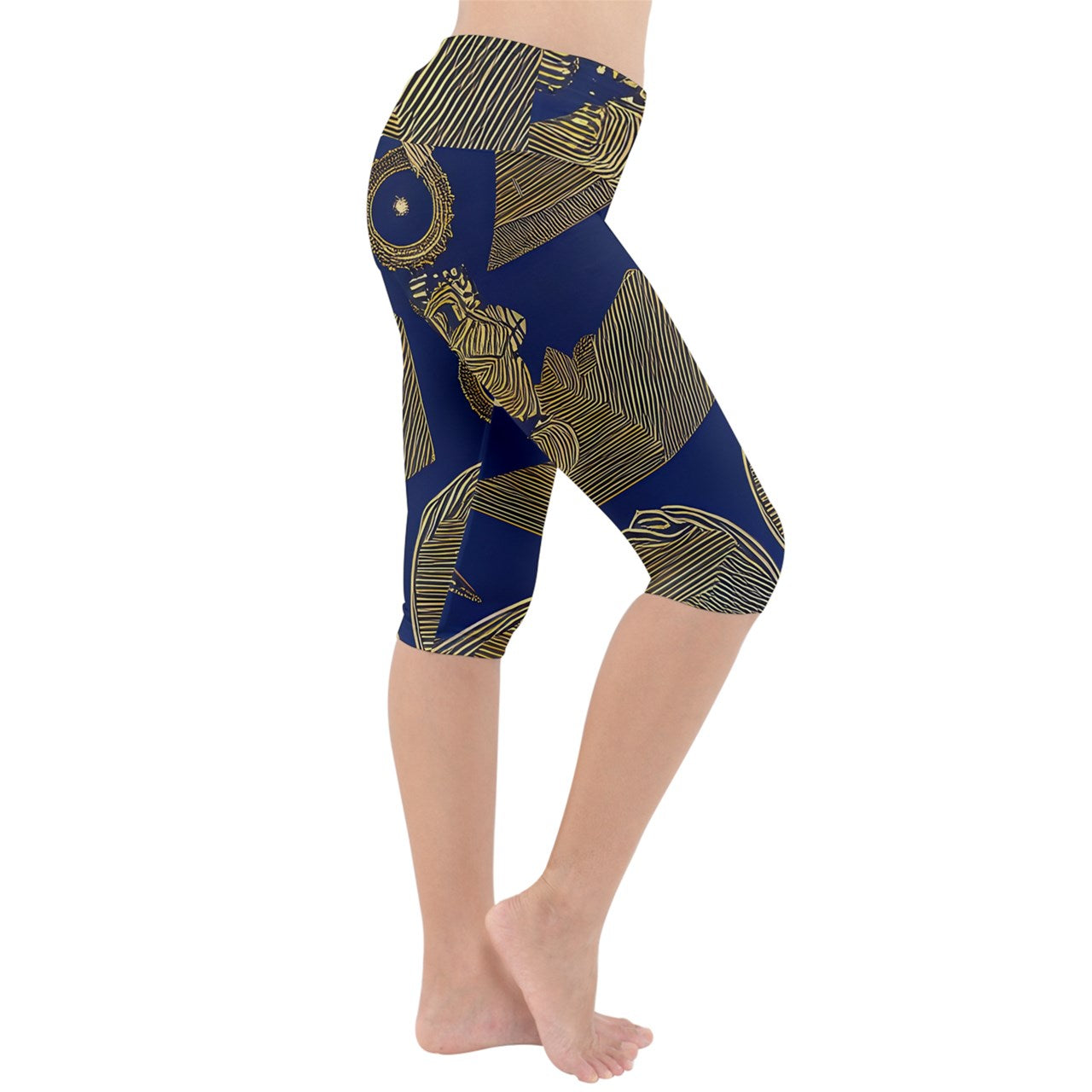 African | Ethnic  Lightweight Velour Cropped Yoga Leggings