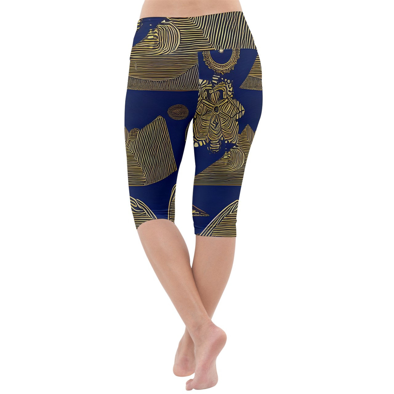 African | Ethnic  Lightweight Velour Cropped Yoga Leggings