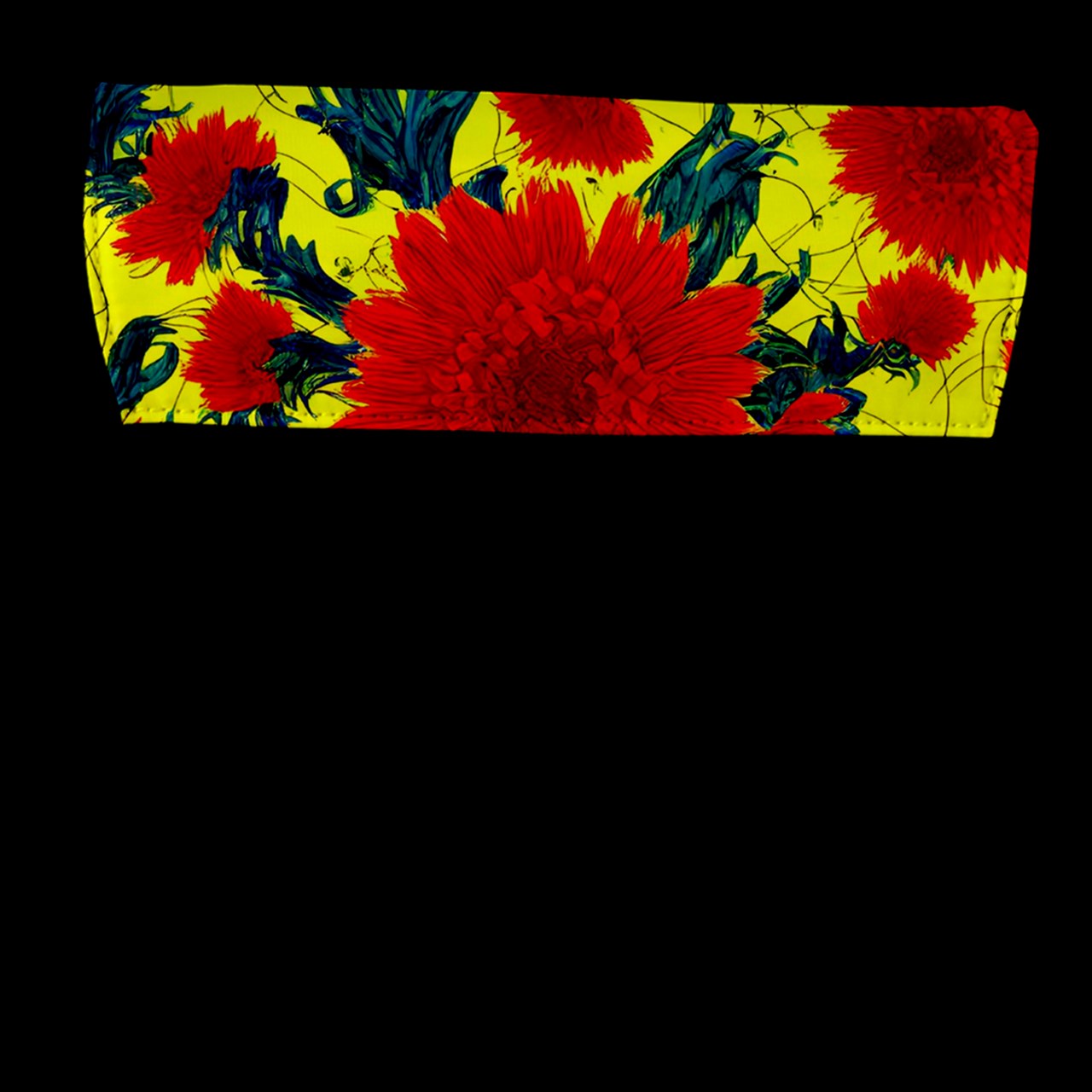 Red Flowers on Yellow Flap Closure Messenger Bag (L)