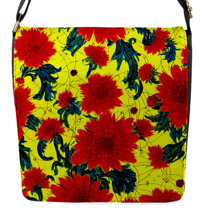Red Flowers on Yellow Removable Flap Cover (S)