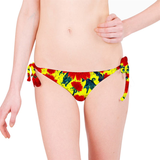 Red Flowers on Yellow Bikini Bottom