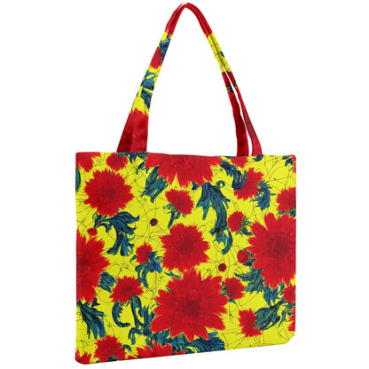 Red Flowers on Yellow Mini Tote Bag