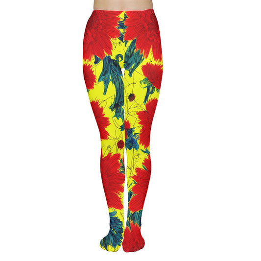 Red Flowers on Yellow Tights